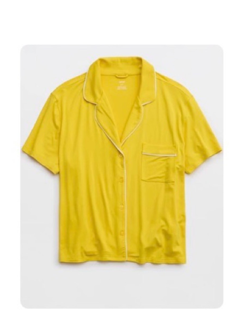 American Eagle Outfitters Yellow Short-Sleeve Piped Pajama pair top & shorts - Picture 3 of 12